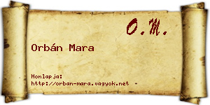 Orbán Mara névjegykártya